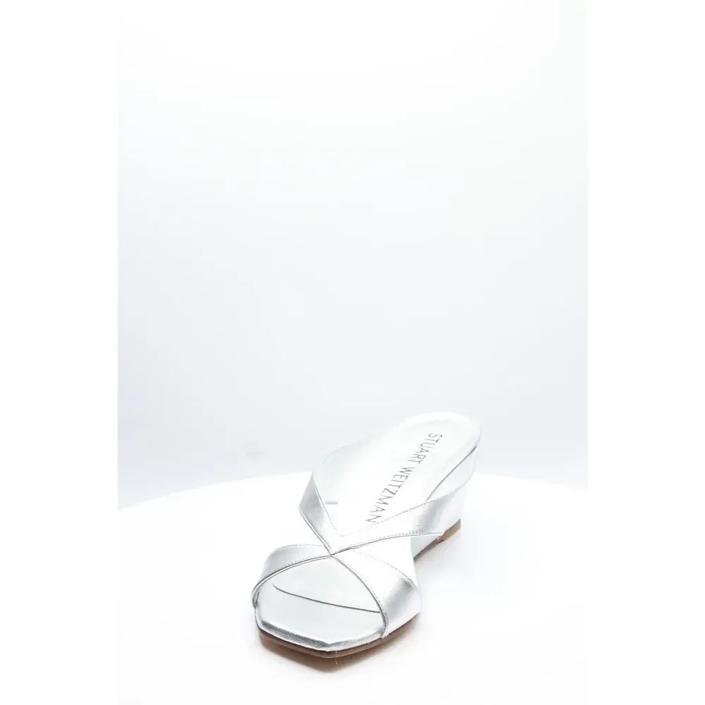 STUART WEITZMAN MIAMI 50 WEDGE SLIDE SILVER 9.5 B - Picture 2 of 4